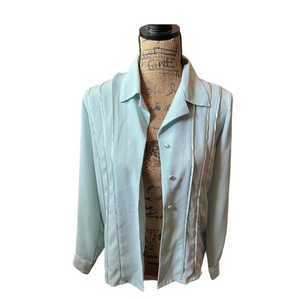 Vintage Laura Scott Petite Button Down Long Sleeve Top Size 6P 100% Polyester